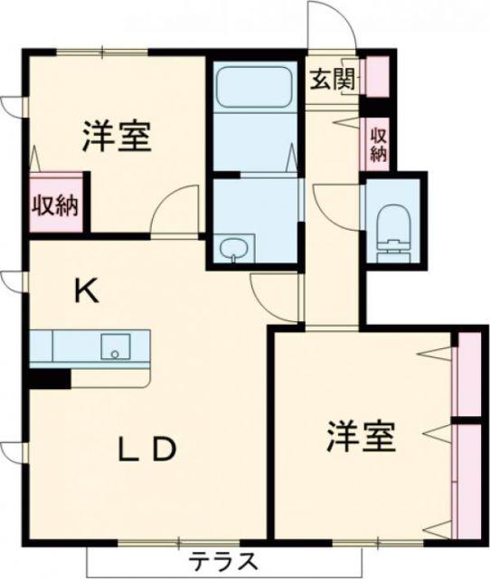 MAST COURT加古川南E棟(2LDK/1階)の間取り写真
