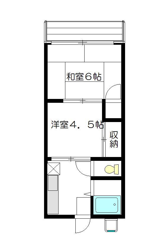 晴美荘(2K/2階)の間取り写真