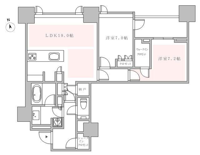 三田ガーデンヒルズ ノースヒル(2LDK/13階)の間取り写真