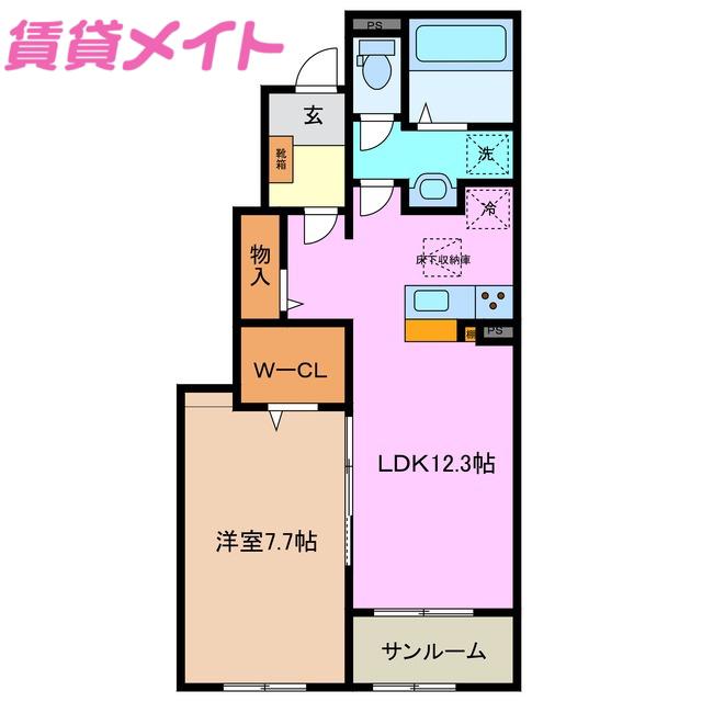 デタント A(1LDK/1階)の間取り写真