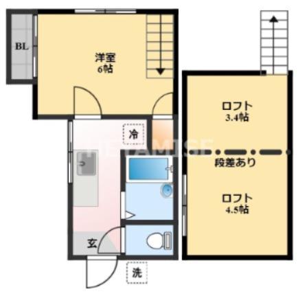 シャトル清水(1SK/1階)の間取り写真