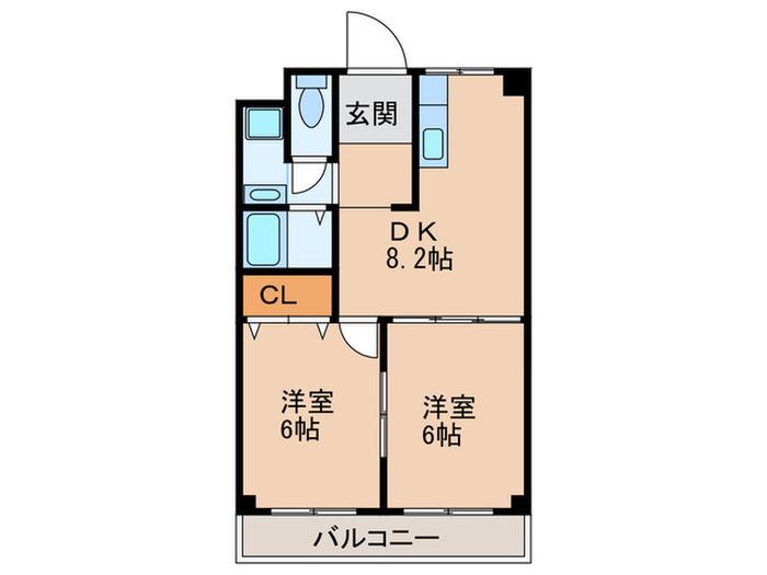 シティハイツセントラル(2DK/4階)の間取り写真