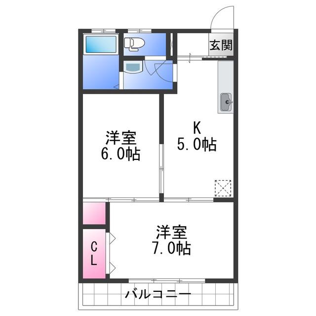 光進ハイツ(2K/3階)の間取り写真