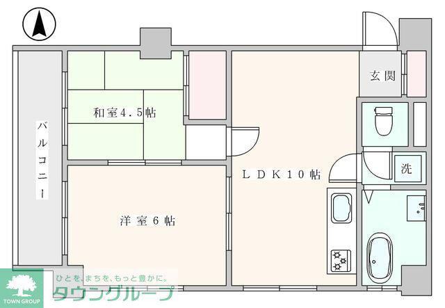 駒込台ハイツT棟(2LDK/4階)の間取り写真