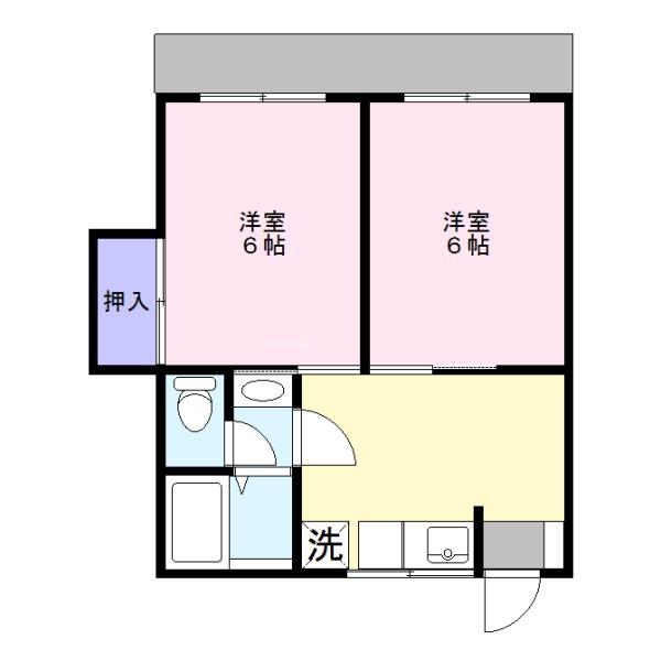 フタバハイツ(2DK/1階)の間取り写真