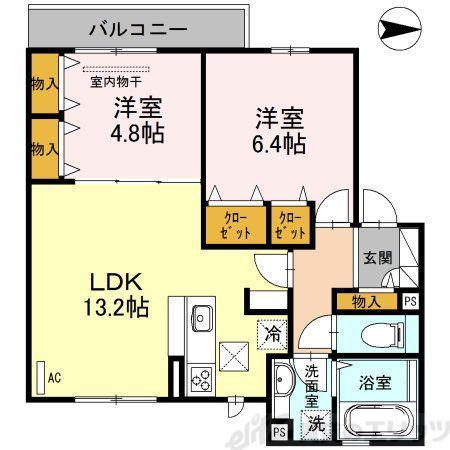 セジュール蔵(2LDK/1階)の間取り写真