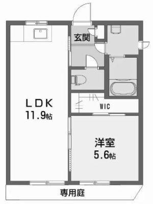 ディアス土居田 A・B・C棟(1LDK/1階)の間取り写真