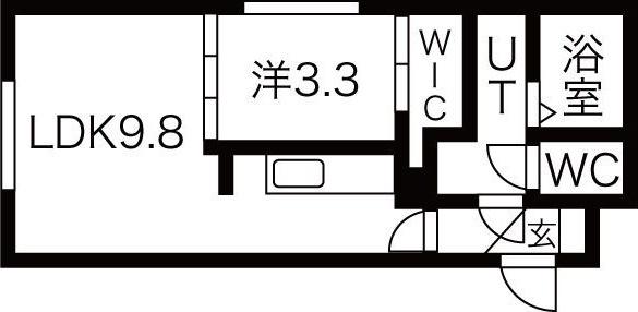 フィオーレ山鼻(1LDK/4階)の間取り写真