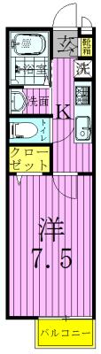クレアーレ(1K/1階)の間取り写真