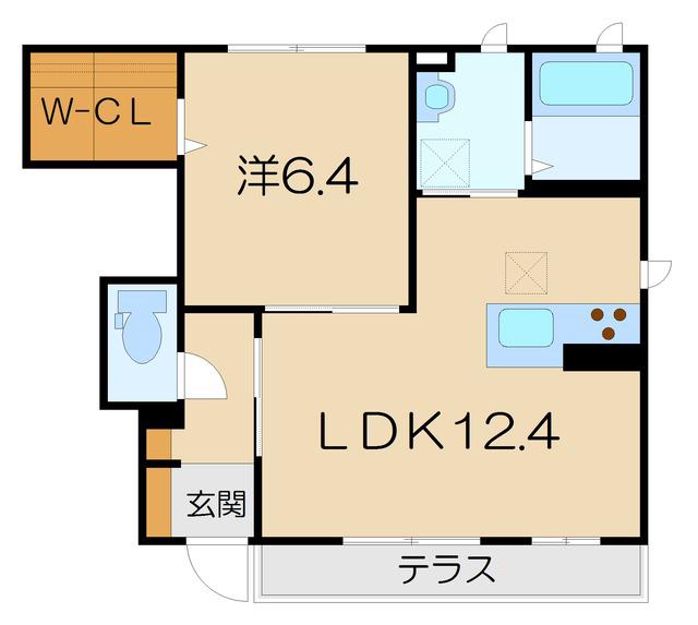 アブニール A棟(1LDK/1階)の間取り写真