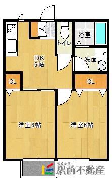 サンヒルズA棟(2DK/2階)の間取り写真