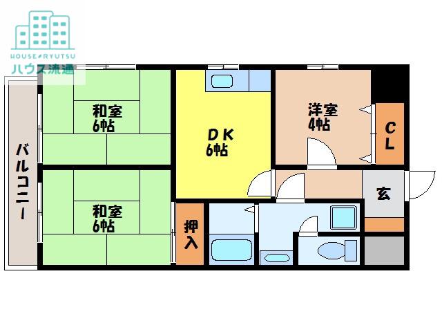 キャスティール五島町(3DK/3階)の間取り写真