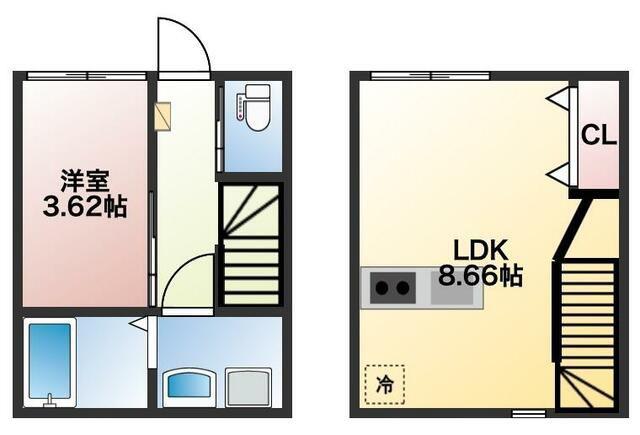 イニシアティブ原ノ町(1LDK/2階)の間取り写真