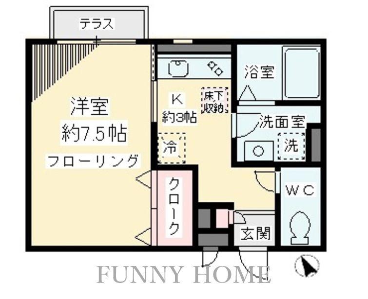 パークシティ経堂(1K/2階)の間取り写真
