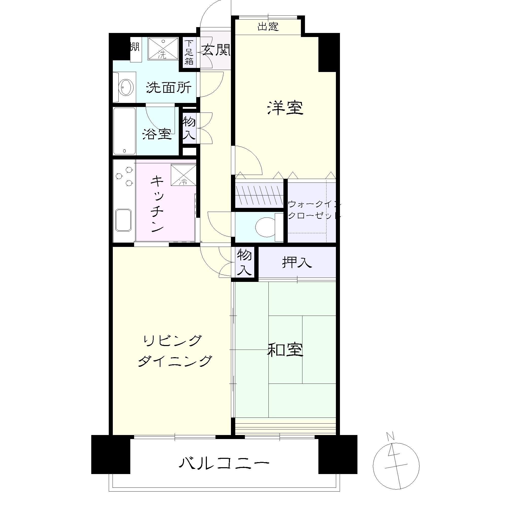 サンシティ宮城野(2LDK/10階)の間取り写真