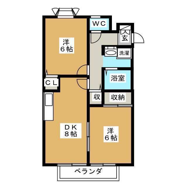 ライフ久木(2DK/2階)の間取り写真