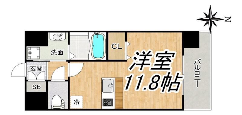 スプランディッド中之島ウエスト(ワンルーム/6階)の間取り写真