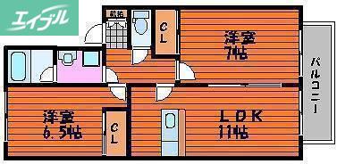 プルミエール(2LDK/1階)の間取り写真