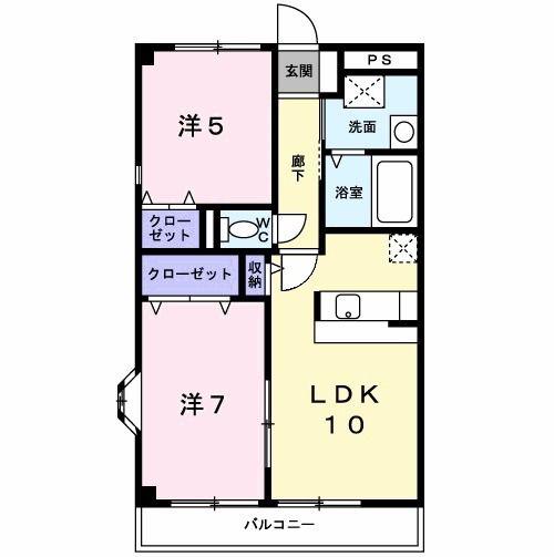 コーポ光の森(2LDK/2階)の間取り写真