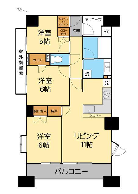 プラウド相模大野マークス(3LDK/7階)の間取り写真