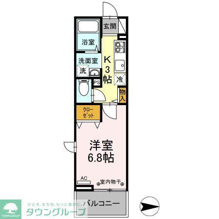 ビューテラス(1K/2階)の間取り写真