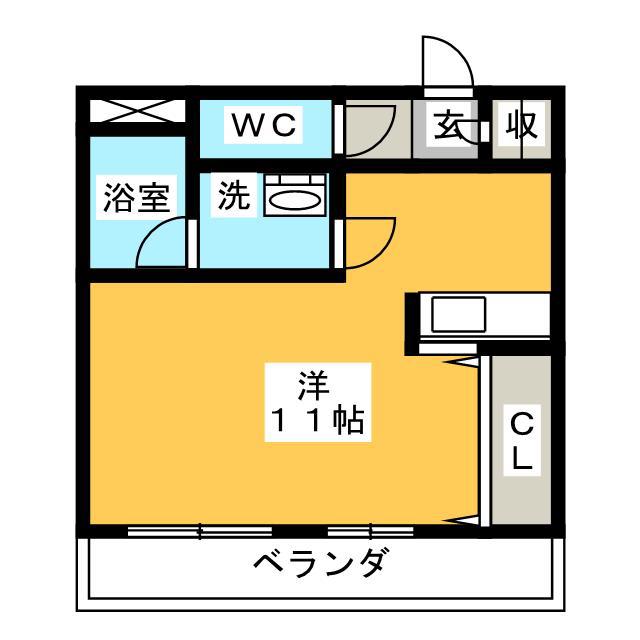 コーポバロン上浜(ワンルーム/3階)の間取り写真