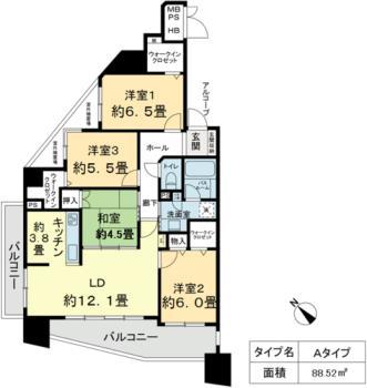 ベレーサ鶴舞公園(4LDK/11階)の間取り写真