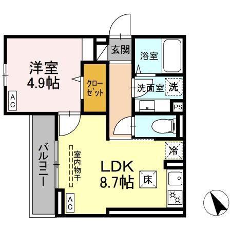 リベラマーロIV(1LDK/2階)の間取り写真
