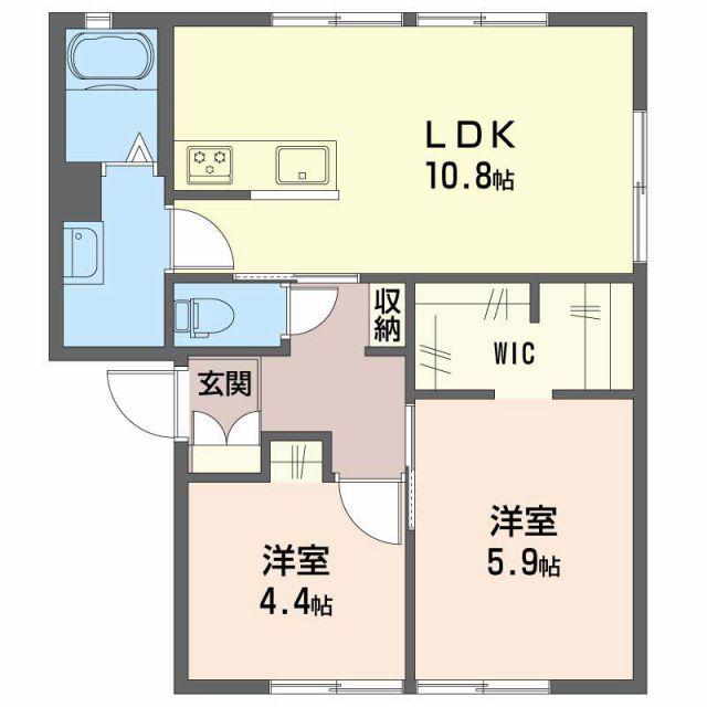 オデッセイ島田 B(3K/1階)の間取り写真