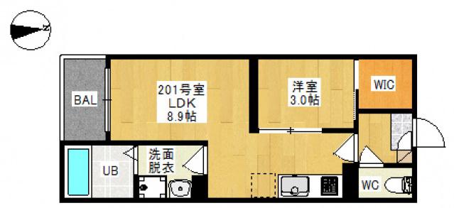 REGALEST 奥田本町II(1LDK/2階)の間取り写真