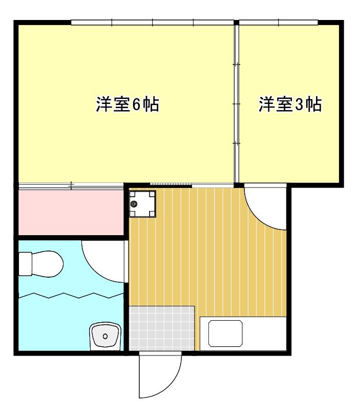 柳町ビル(2K/3階)の間取り写真