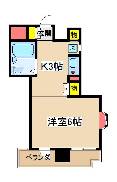 ピュアパレス横浜(1K/4階)の間取り写真