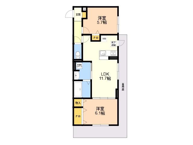グランドール糸島中央(2LDK/1階)の間取り写真