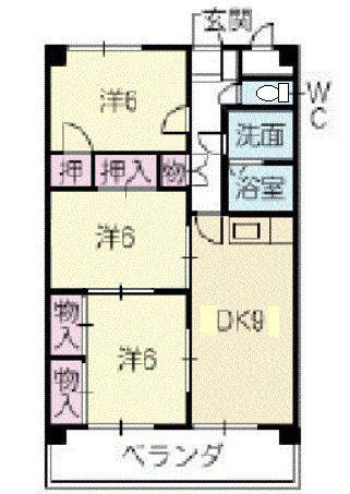 オアシス12(3LDK/1階)の間取り写真