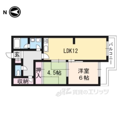 ビューハイツ京都山科(2LDK/1階)の間取り写真