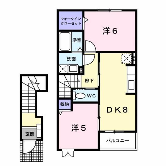 上越新幹線 燕三条駅 車で7分 2階建 築18年(2DK/2階)の間取り写真