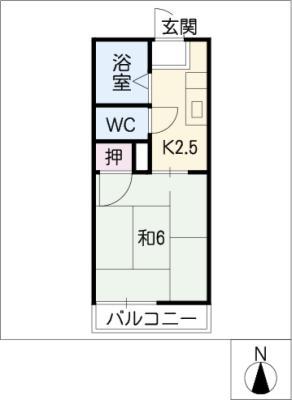 タウニー藤一 D棟(1K/1階)の間取り写真
