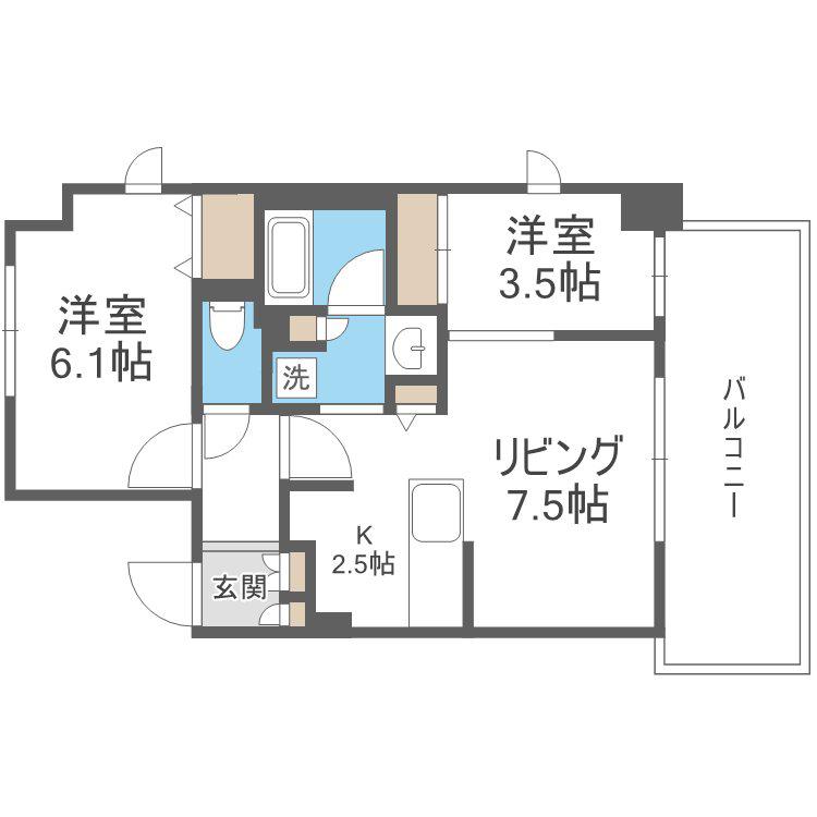 レーベン北大前(2LDK/10階)の間取り写真