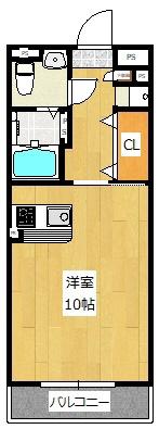 ディアコート(ワンルーム/2階)の間取り写真