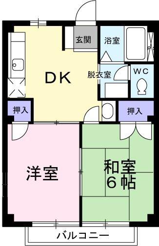 ドレミハウスドゥー(2DK/2階)の間取り写真