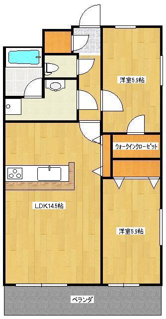 エトワール幸田(2LDK/8階)の間取り写真