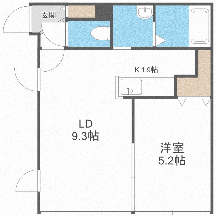 PARENTEN3(1LDK/1階)の間取り写真