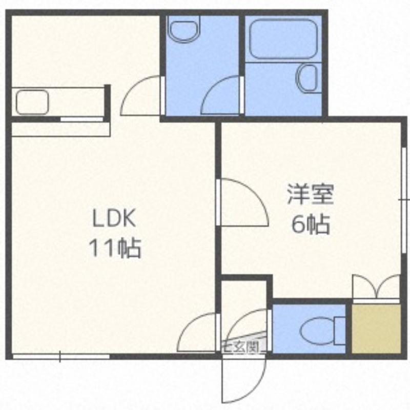 ロイヤルコート水車町B(1LDK/2階)の間取り写真
