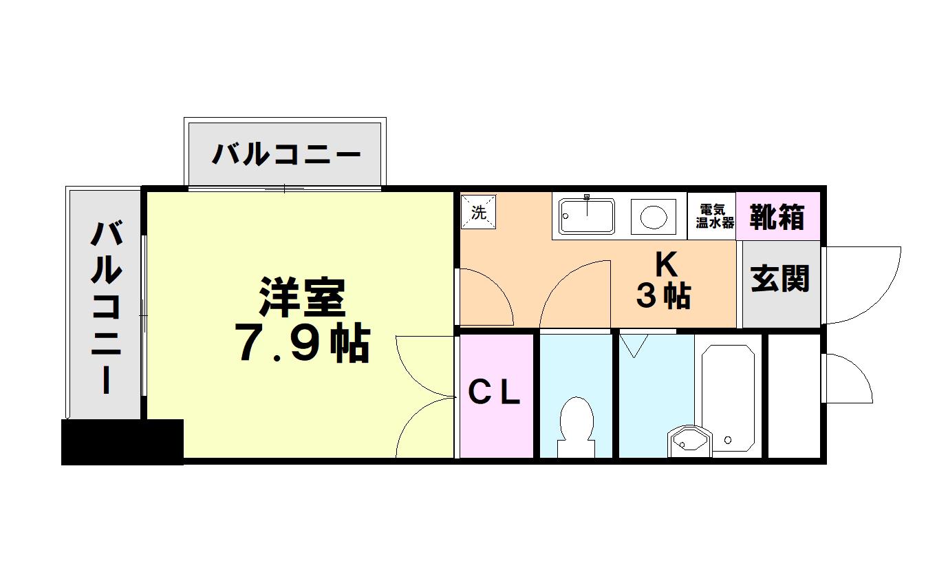 グランピアライフ宝町(1K/3階)の間取り写真