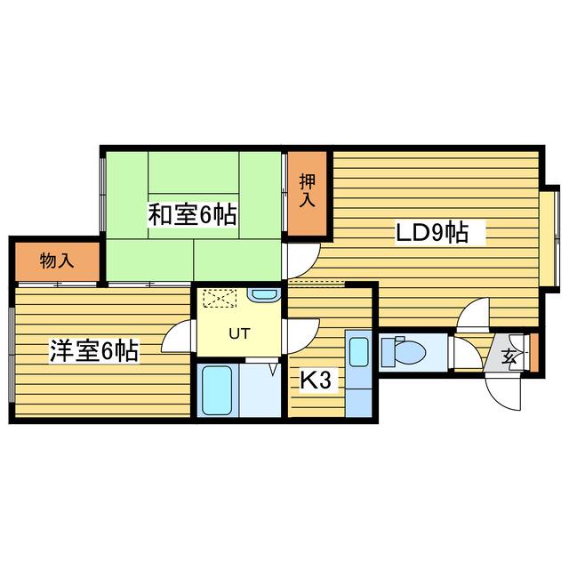 レインボーハイツ21(2LDK/2階)の間取り写真