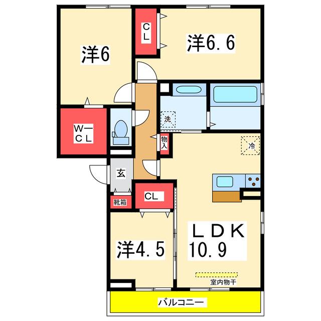 ロイヤルガーデンコート新和(3LDK/2階)の間取り写真