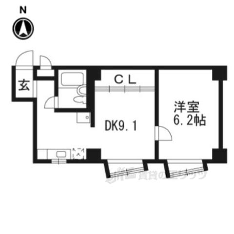 サンローラン新十条(1LDK/3階)の間取り写真