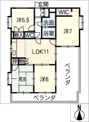 メゾングリーンヒル(4LDK/4階)の間取り写真
