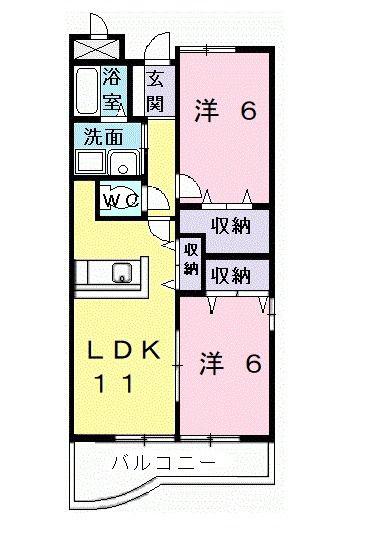 シャンヒルズ・アヴニール(2LDK/4階)の間取り写真
