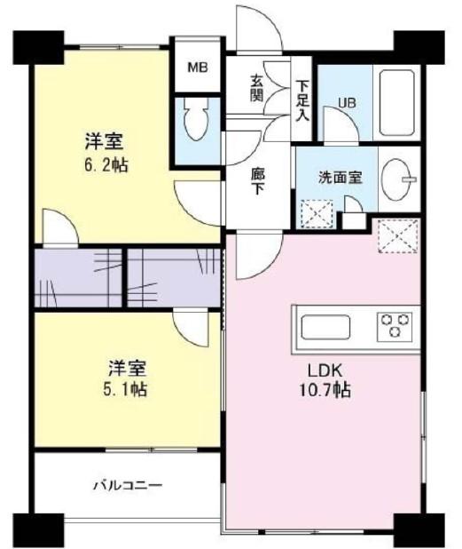 タワービューレジデンス吾妻橋(2LDK/9階)の間取り写真